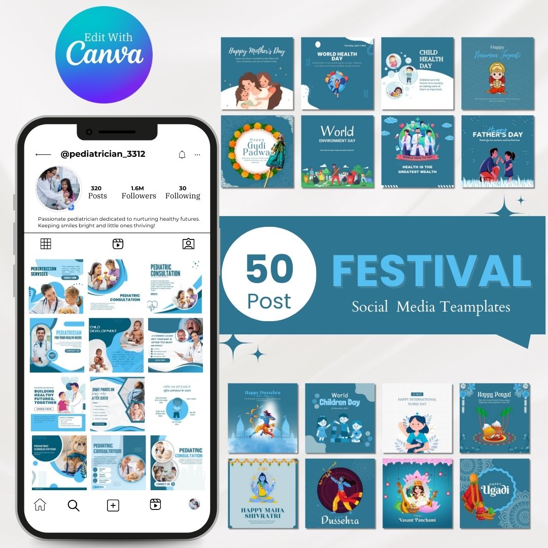 350 Pediatriation Posts - Social Media Templates - Image 4