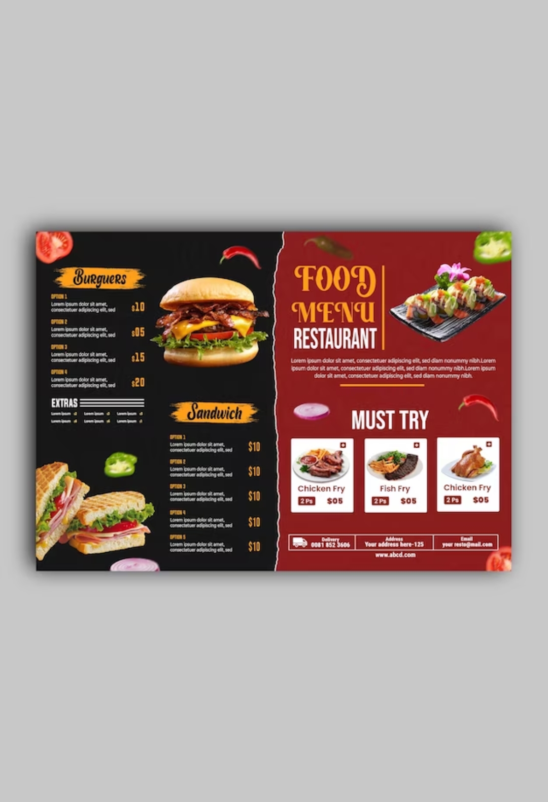 Restaurant Custom Menu Card