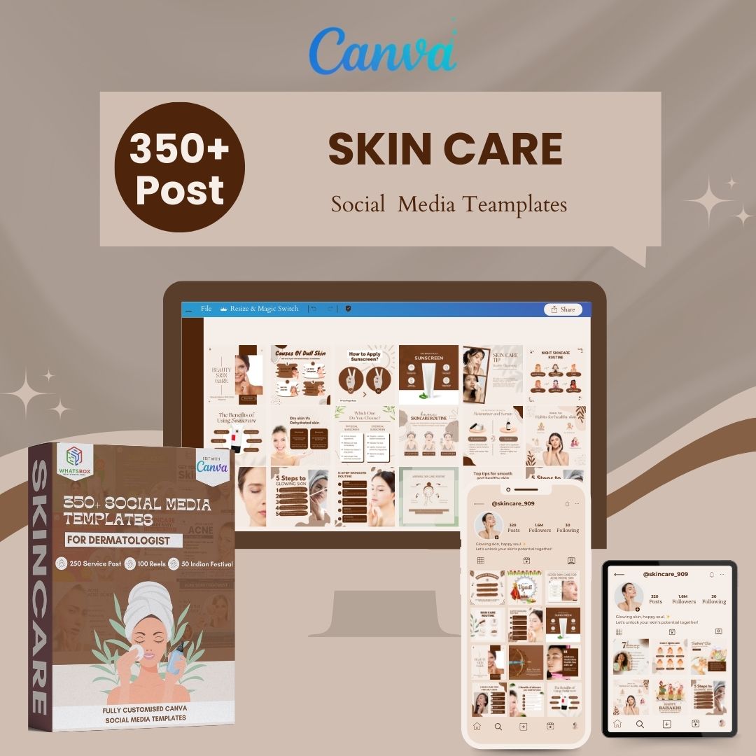 350 Skin Care Posts - Social Media Templates