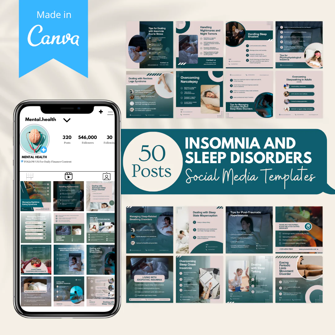 50 Insomnia And Sleep Disorders Posts - Social Media Templates