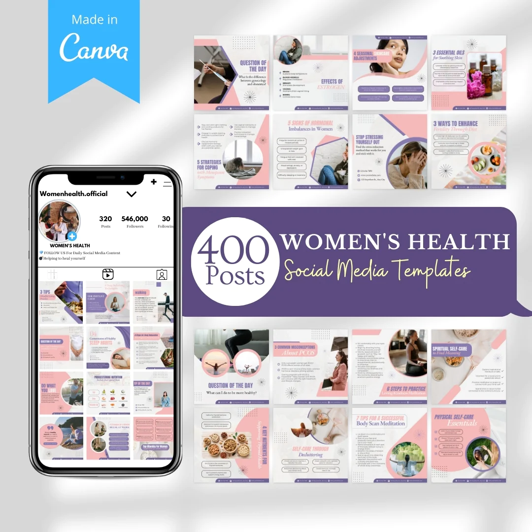 350+ Women's Health Posts - Social Media Templates
