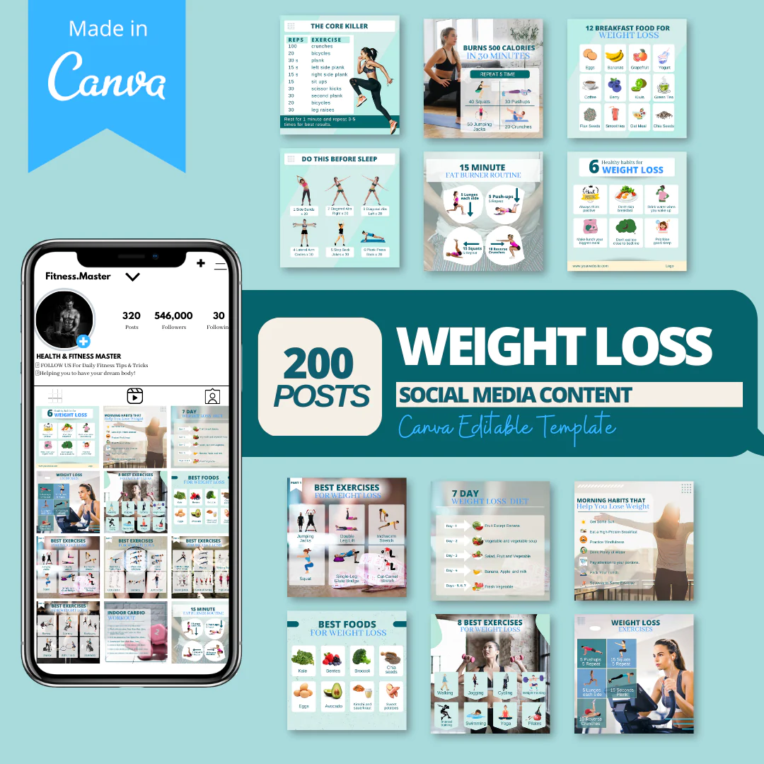 200 Weight Loss Templates - Social Media Templates