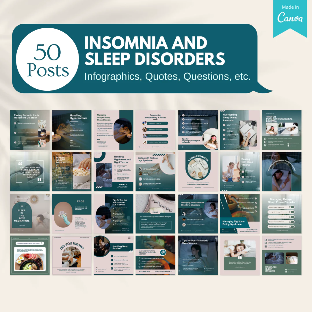 50 Insomnia And Sleep Disorders Posts - Social Media Templates - Image 4