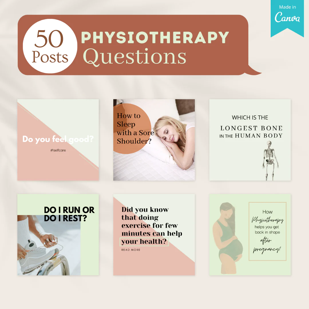 200 Physiotherapy Posts - Social Media Canva Templates - Image 3