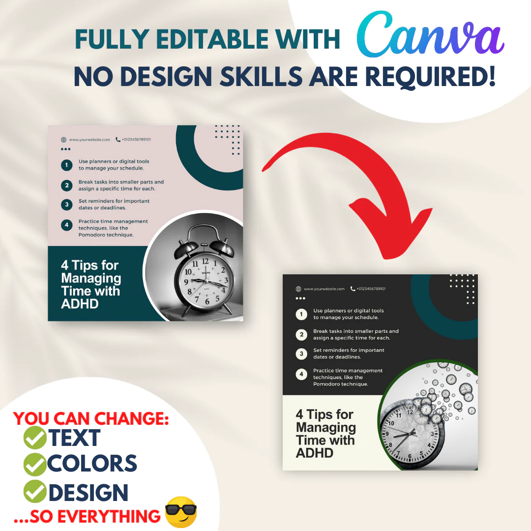 55 Attention Deficit Hyperactivity Disorder (ADHD) - Social Media Templates - Image 3