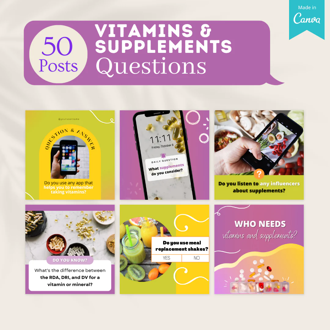 200 Vitamins & Supplements Posts - Social Media Templates - Image 8