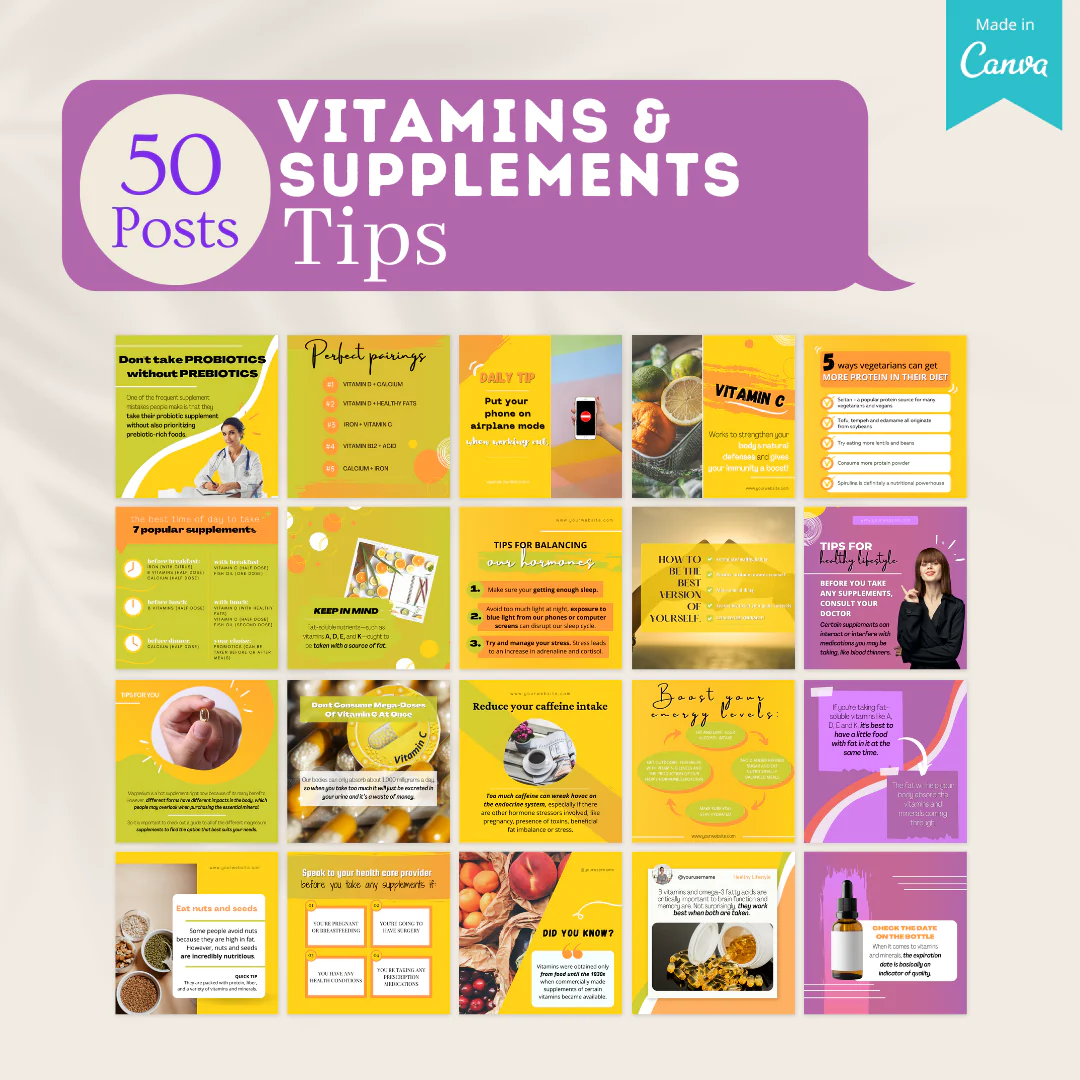 200 Vitamins & Supplements Posts - Social Media Templates - Image 7
