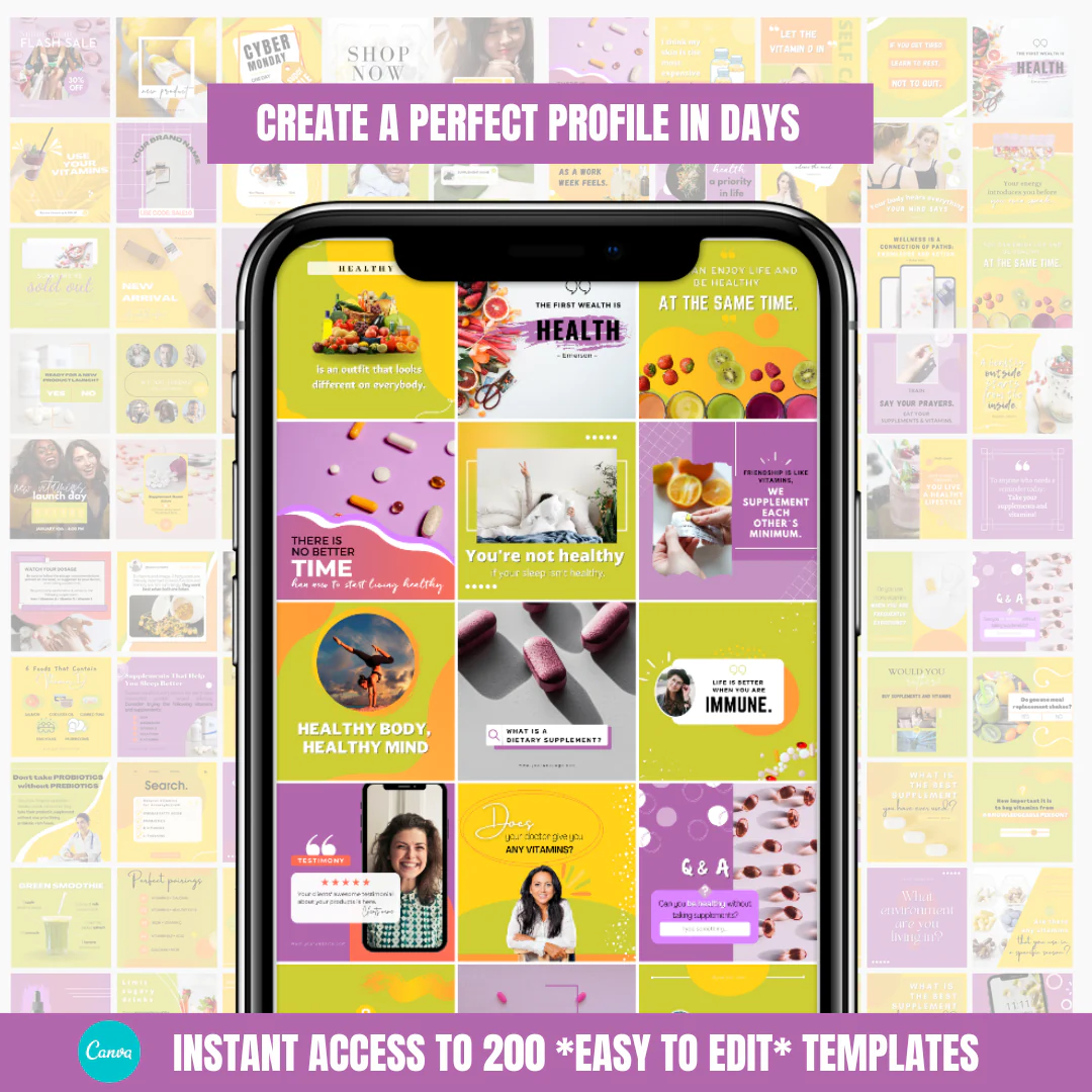 200 Vitamins & Supplements Posts - Social Media Templates - Image 6