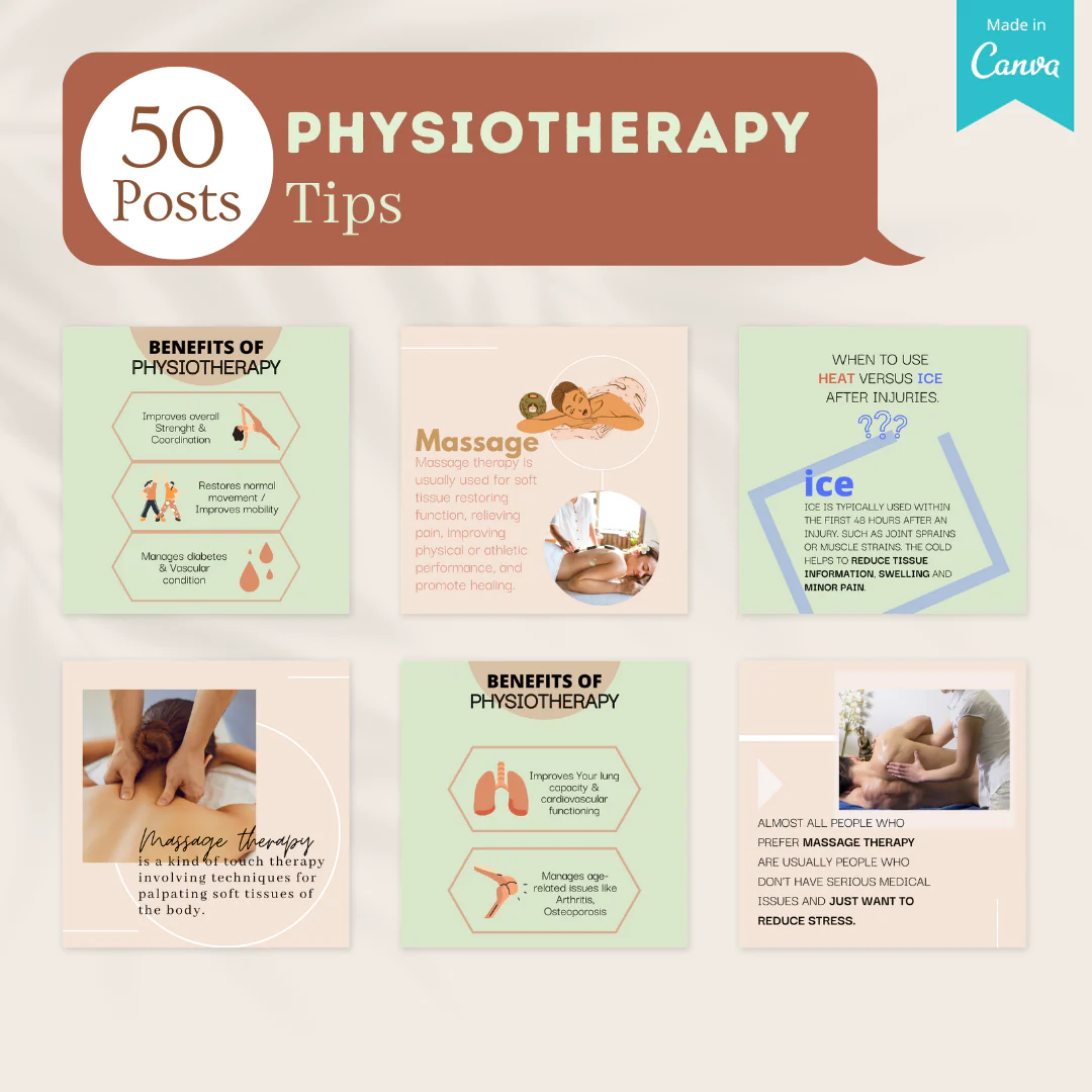 200 Physiotherapy Posts - Social Media Canva Templates - Image 4