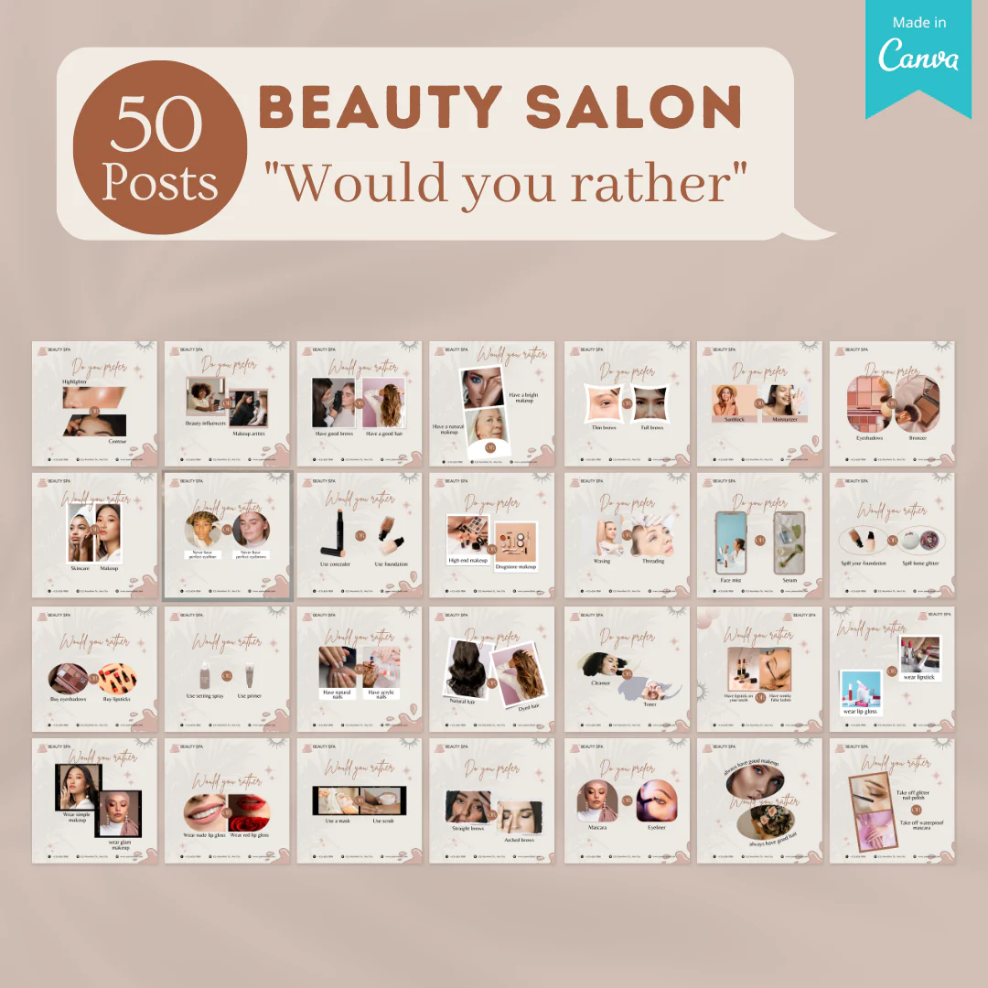 600 Beauty Salon Posts- Social Media Templates - Image 4