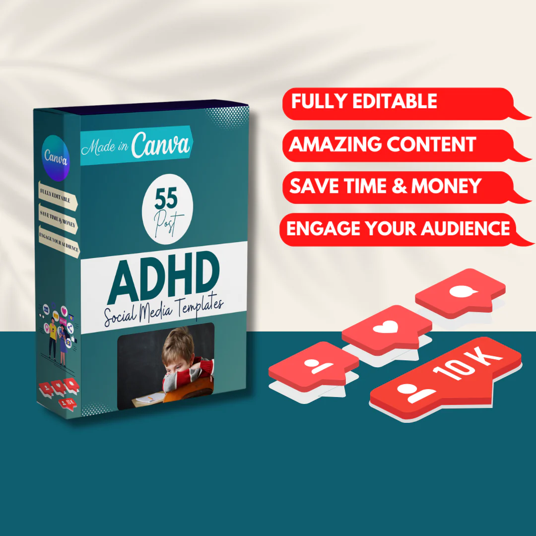 55 Attention Deficit Hyperactivity Disorder (ADHD) - Social Media Templates - Image 4