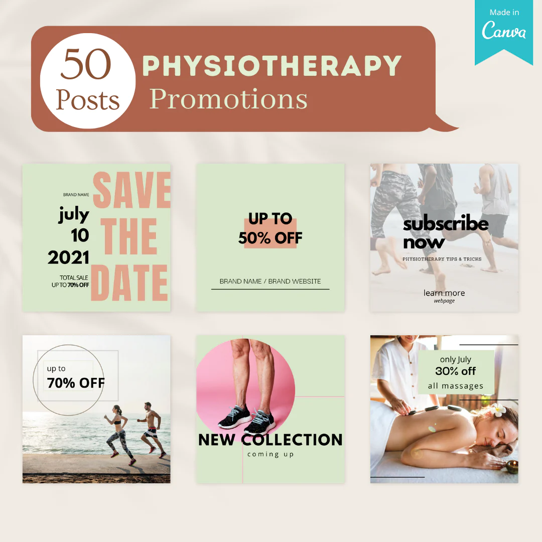 200 Physiotherapy Posts - Social Media Canva Templates - Image 5