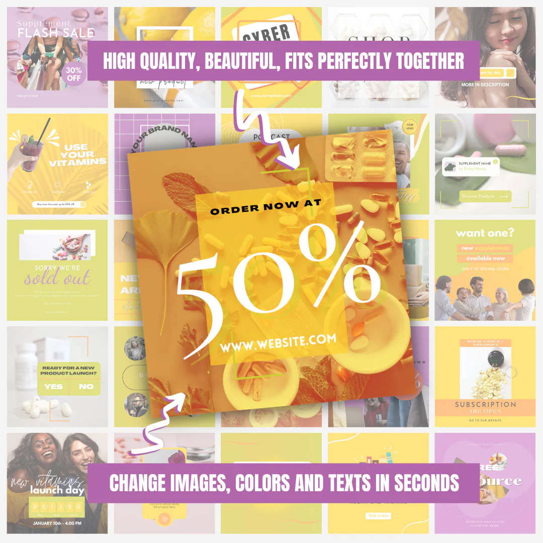 200 Vitamins & Supplements Posts - Social Media Templates - Image 5