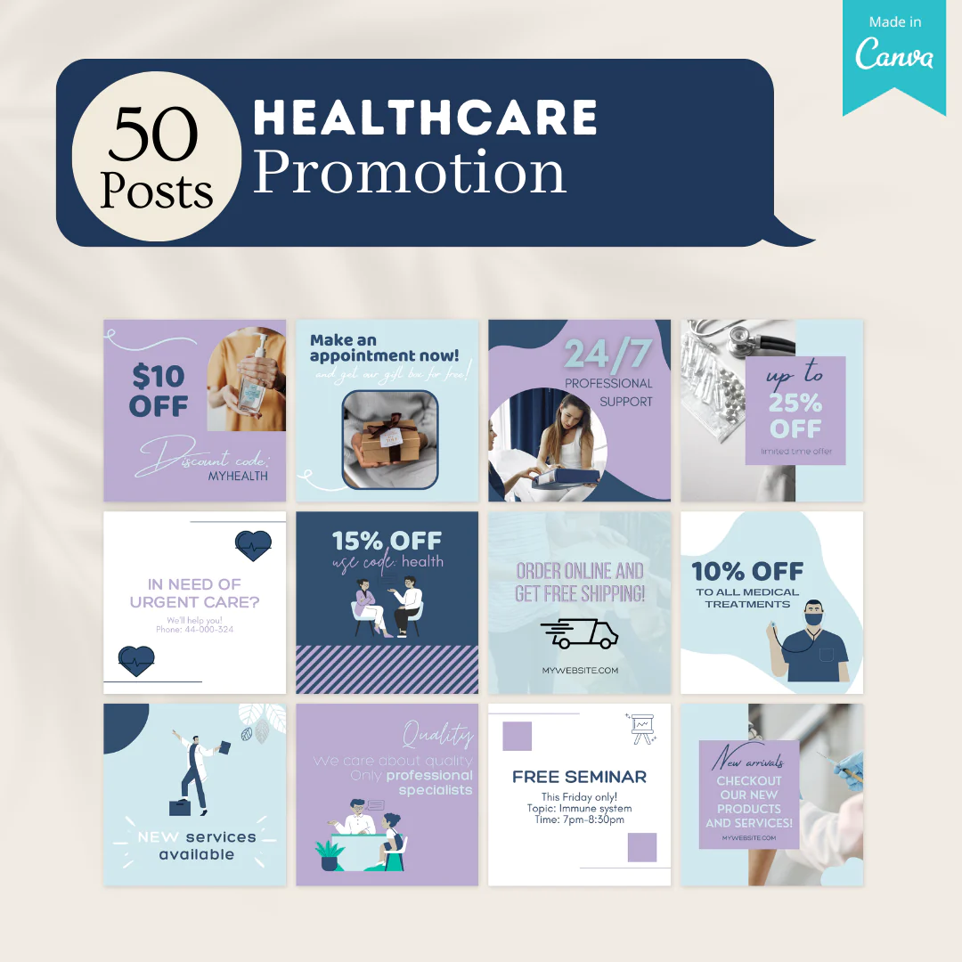 300 Healthcare Posts - Social Media Templates - Image 5