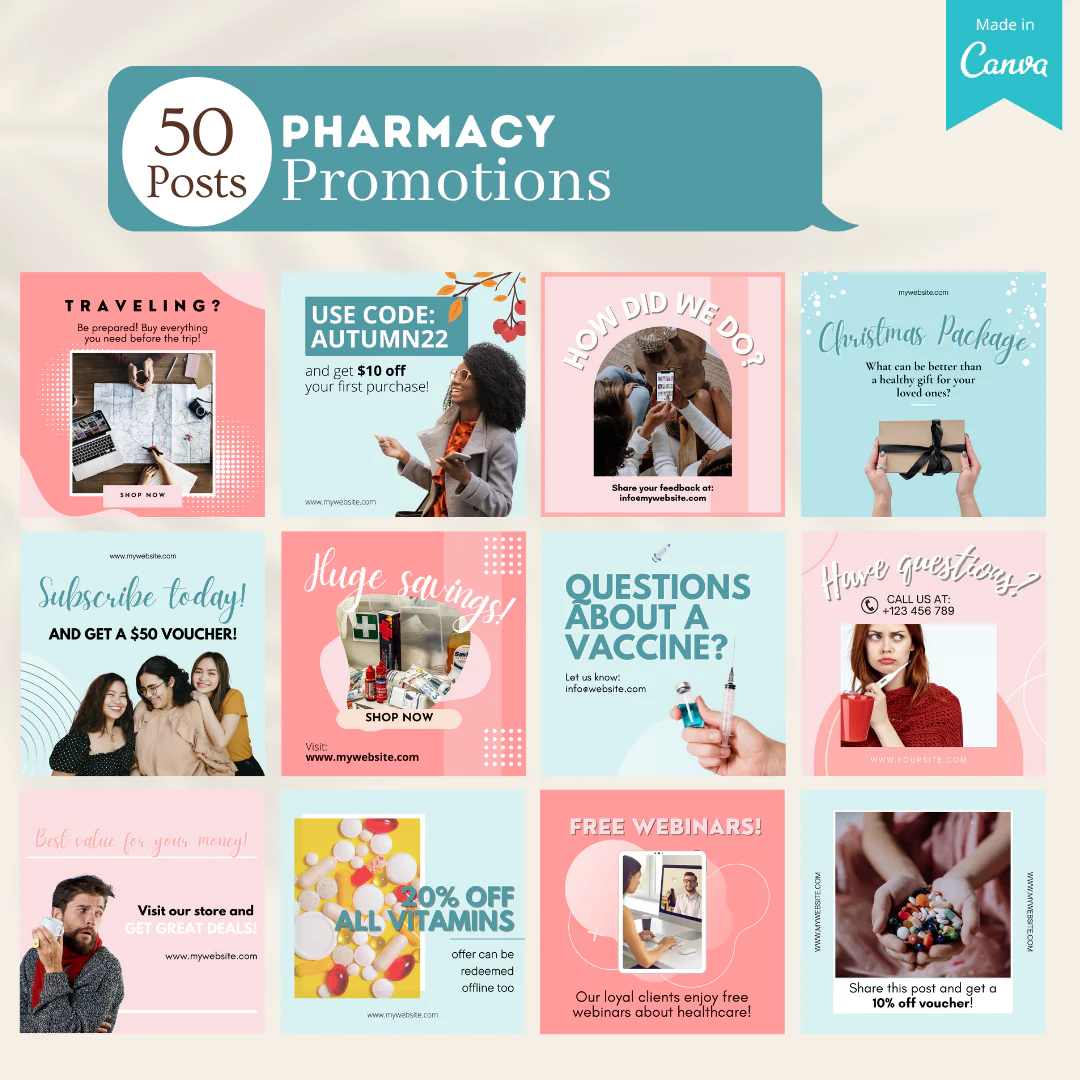 200 Pharmacy Posts - Social Media Templates - Image 6