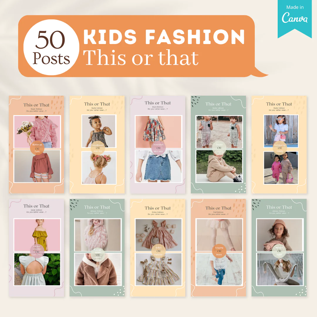 400 Kids Fashion Posts - Social Media Templates - Image 5