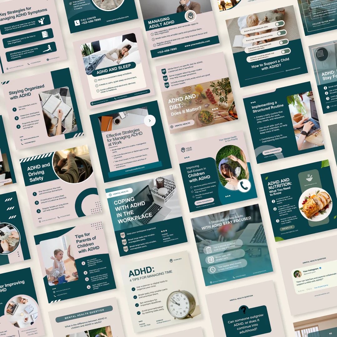 55 Attention Deficit Hyperactivity Disorder (ADHD) - Social Media Templates - Image 5