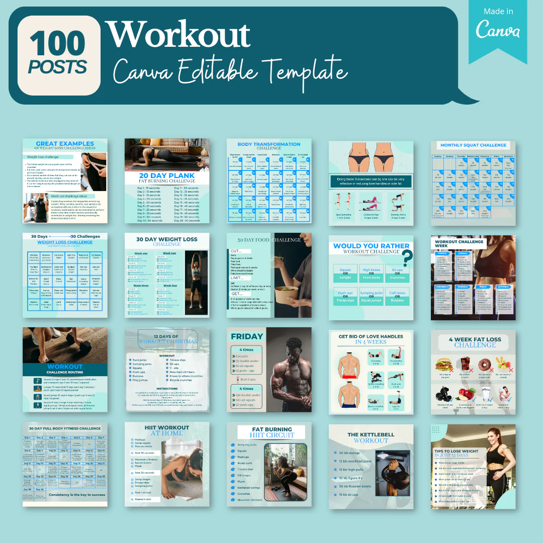 200+ Fitness, Nutrition & Health Bundle - Social Media Templates - Image 4