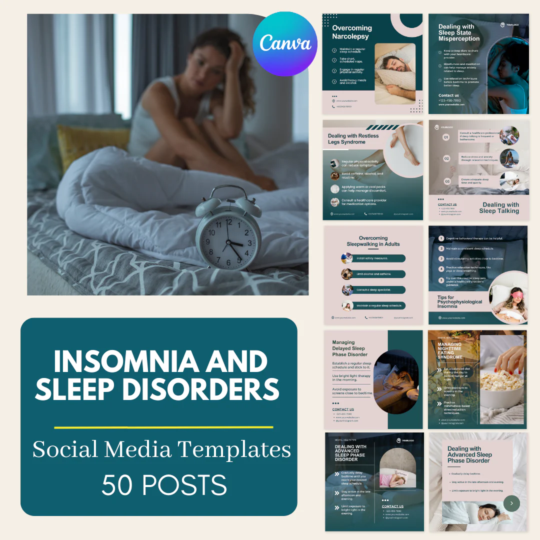 50 Insomnia And Sleep Disorders Posts - Social Media Templates - Image 2