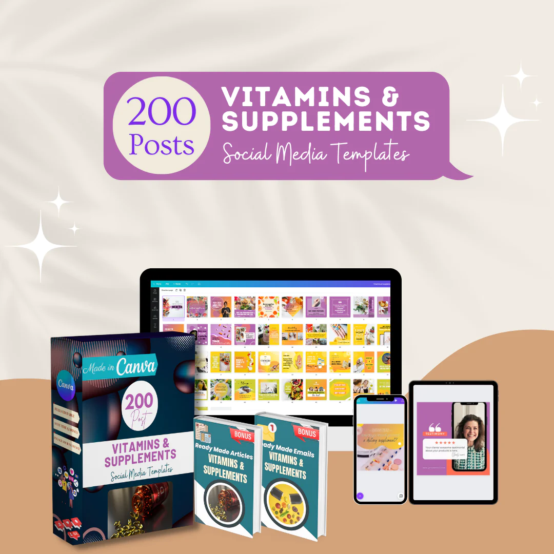 200 Vitamins & Supplements Posts - Social Media Templates - Image 3