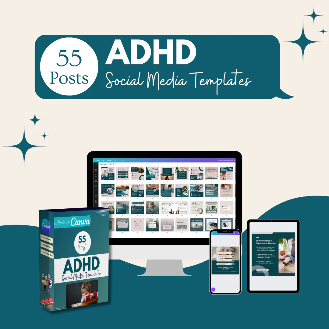 55 Attention Deficit Hyperactivity Disorder (ADHD) - Social Media Templates